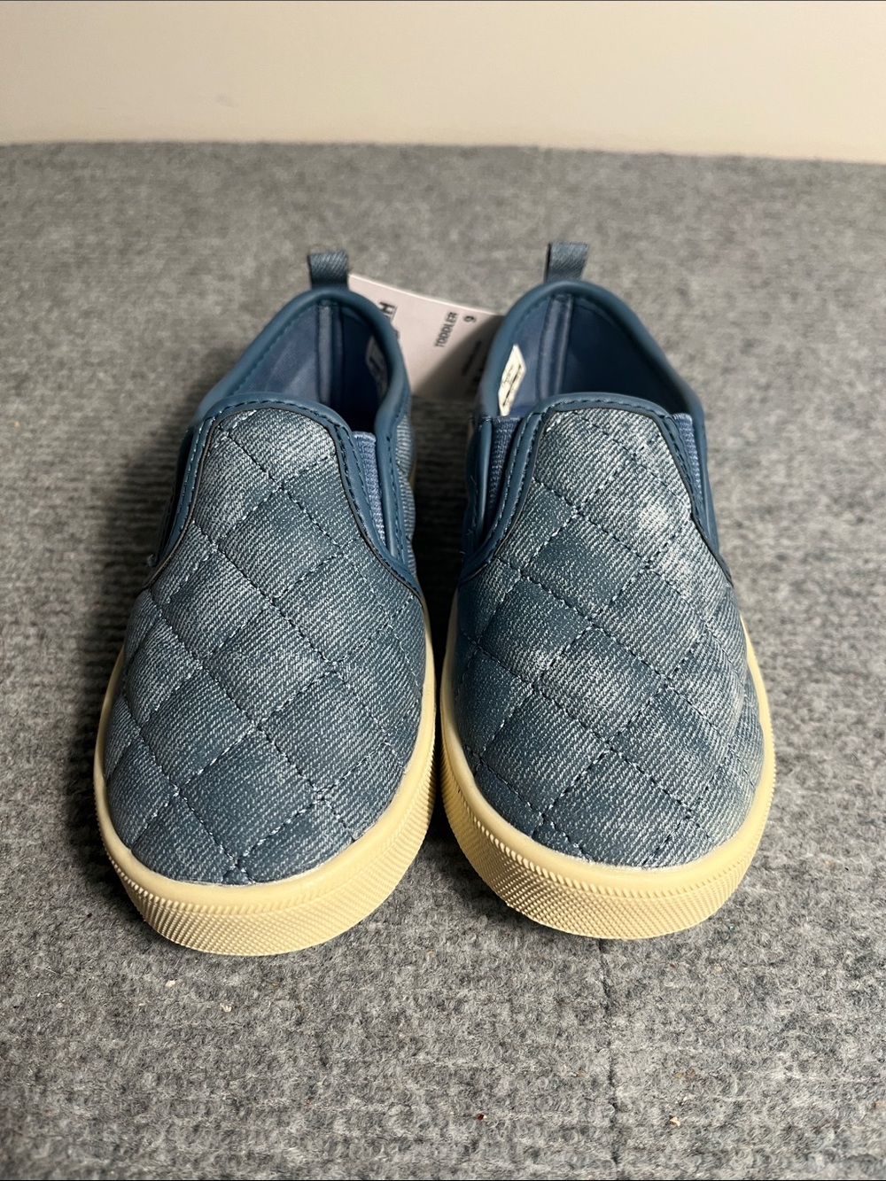 OshKosh B'gosh Quilted Denim Slip-On Loafers in Blue with Cream Sole